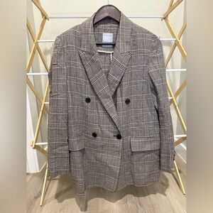 Plaid Double-Breasted Blazer